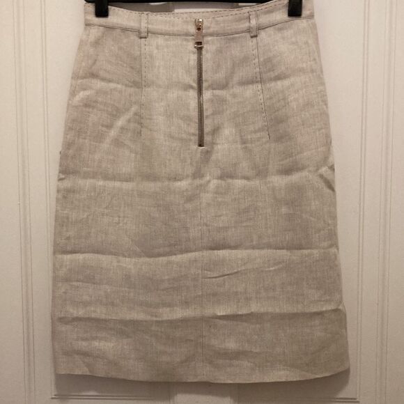 Les Copains NWOT Linen skirt With Side Pockets and Exposed Back Zipper. Size 6 - Picture 5 of 8
